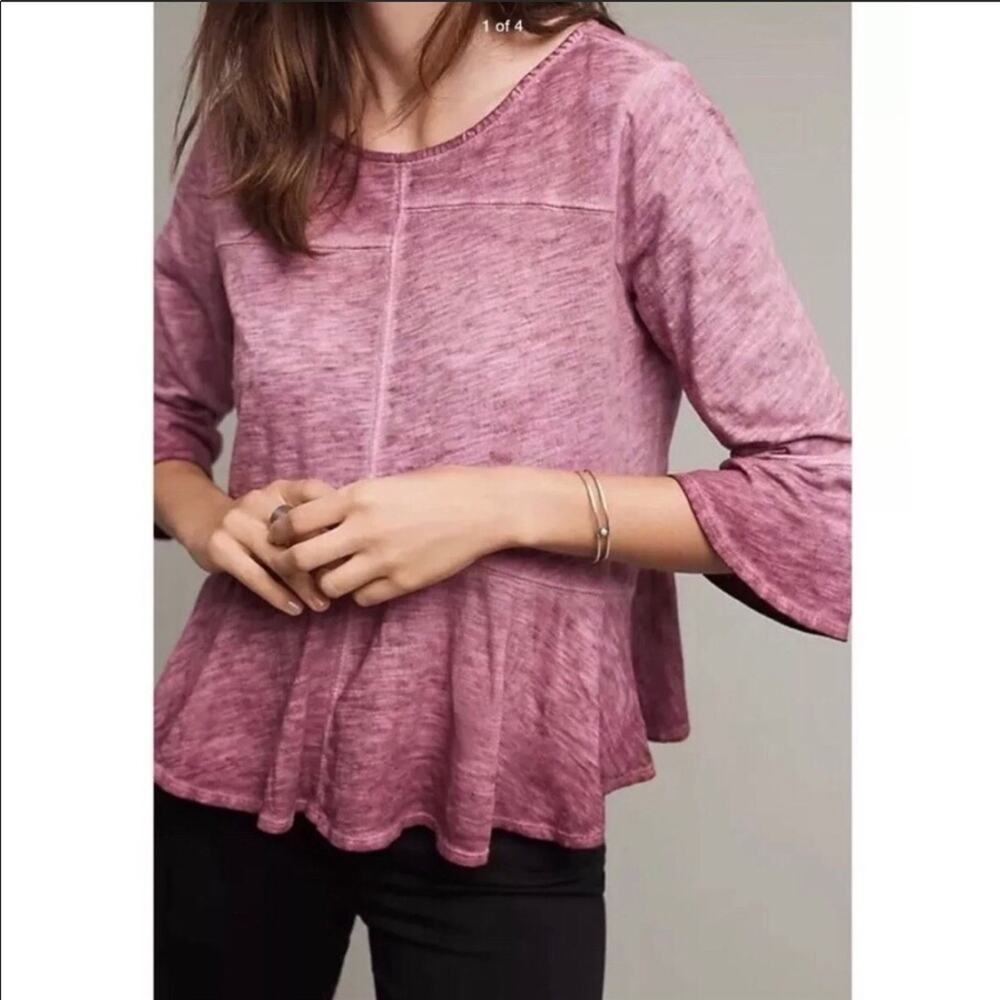 Akemi Kin Anthropologie Plum Peplum Top Small